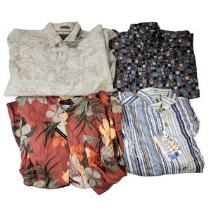 Vintage Hawaiian Shirt Mens Sz Large Lot of 54Rayon Linen Silk NWT Y2k Summer